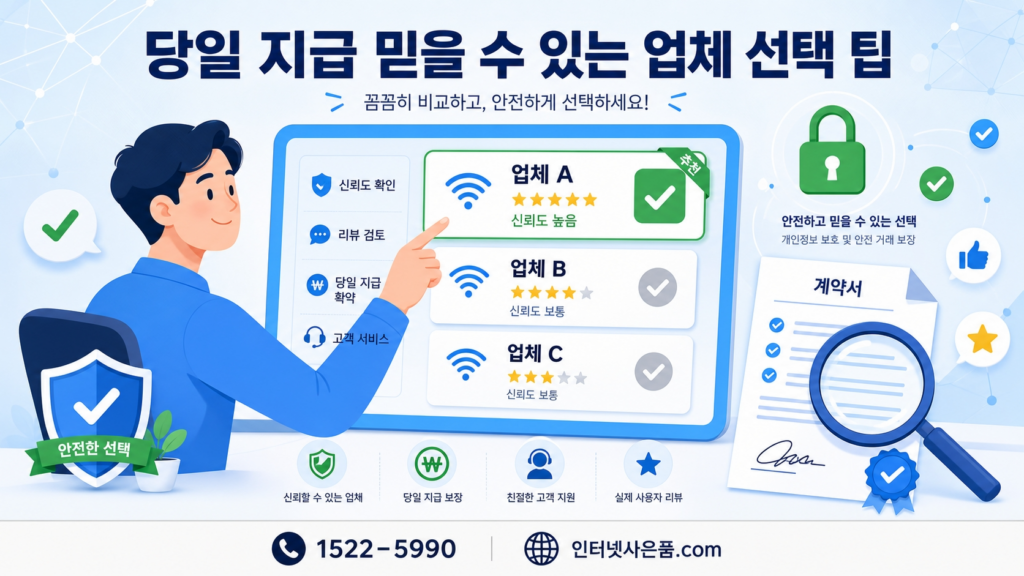 당일 지급 믿을 수 있는 업체 선택 팁