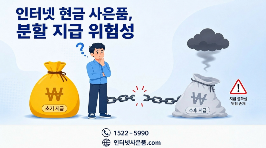 인터넷 현금 사은품, 분할 지급 위험성