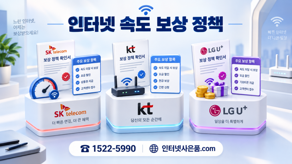 인터넷 속도 느림 보상 통신사 정책 비교