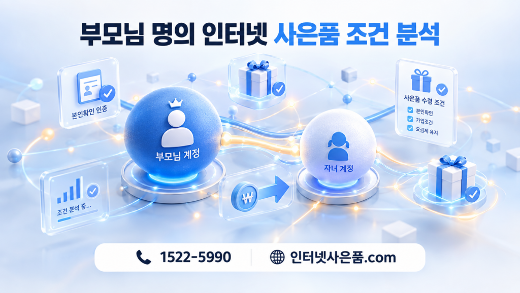 부모님 명의 인터넷 가입 후 자녀 계좌 사은품 수령 조건 분석
